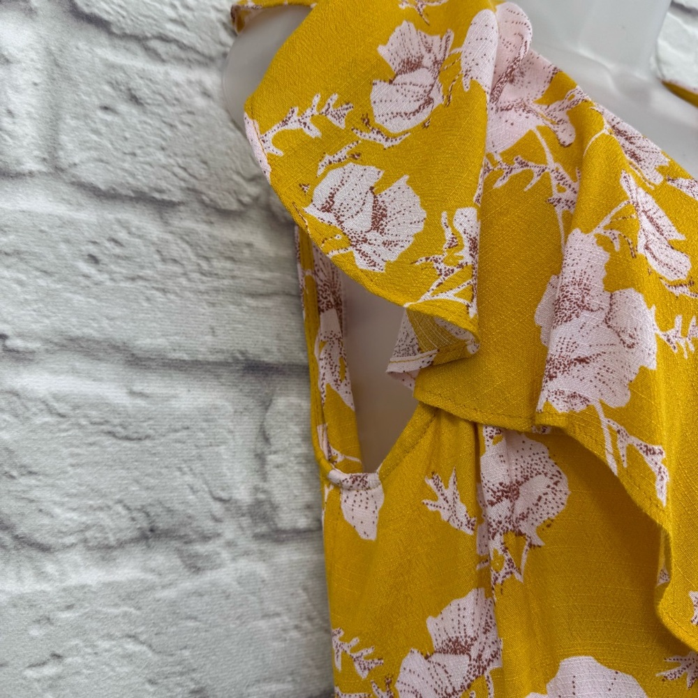 Free People French Quarter Wrap Mini Dress Yellow Pink Floral Size Large - Picture 8 of 15